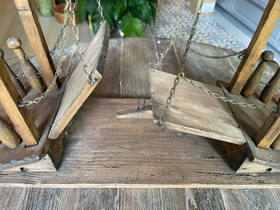 Antique wooden drawbridge model.