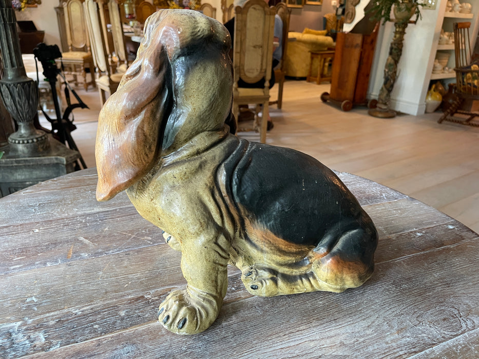 Antique ceramic basset hound. 