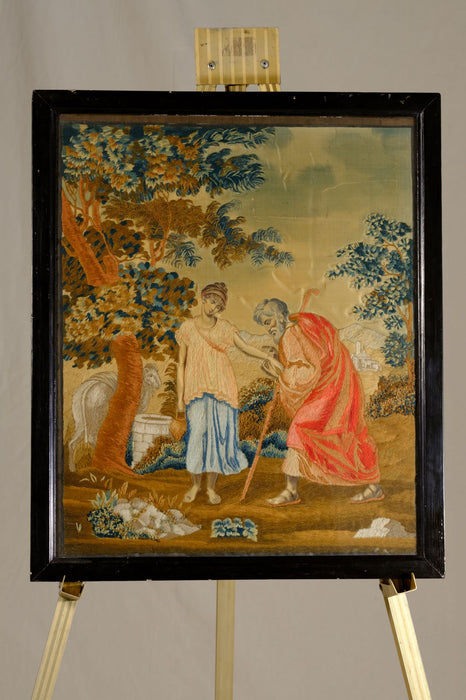 Antique Embroidered Biblical Scene