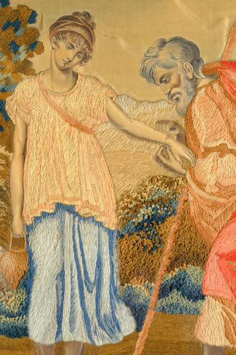 Antique Embroidered Biblical Scene