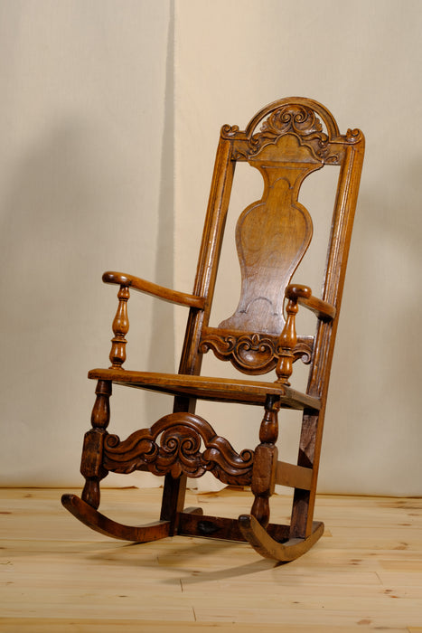 Antique Oak Side Chair Made into Rocking Chair