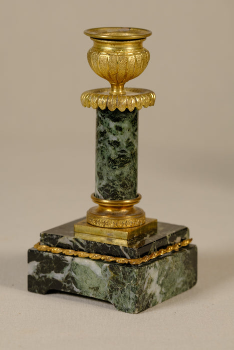 Marble Clock and Candlestick Set