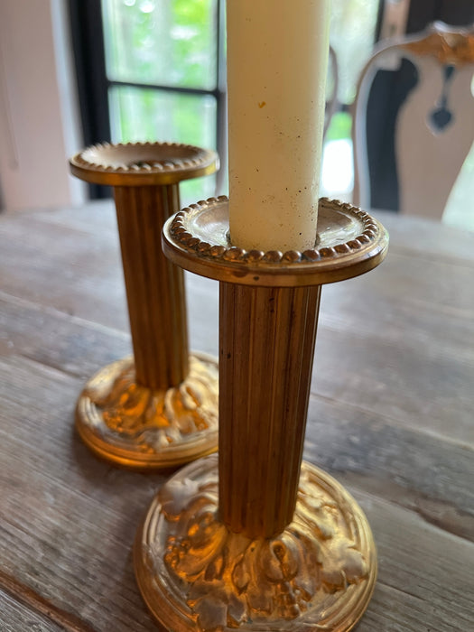 Antique Parisian gilded candlesticks. 
